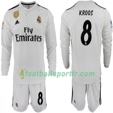 Tenue Real Madrid KROOS 8 Enfant Domicile 2018-2019 Maillot de Foot ML